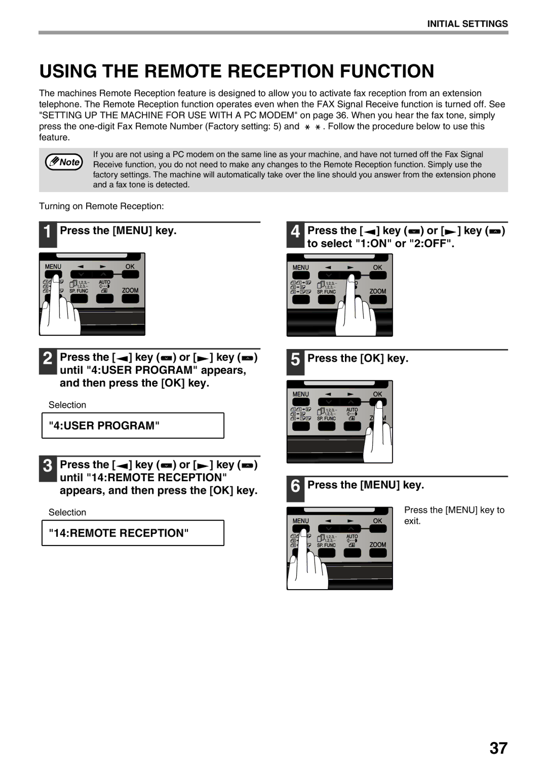 Sharp MX-FX12 manual Using the Remote Reception Function, 14REMOTE Reception 