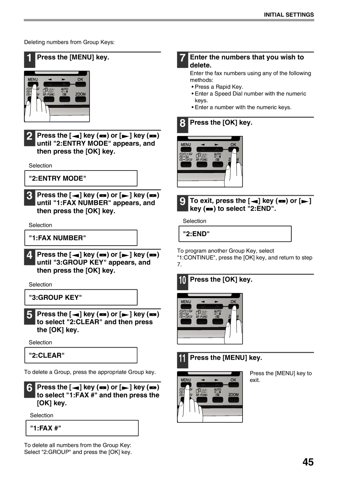 Sharp MX-FX12 manual 1FAX #, Enter the numbers that you wish to delete, 2END 