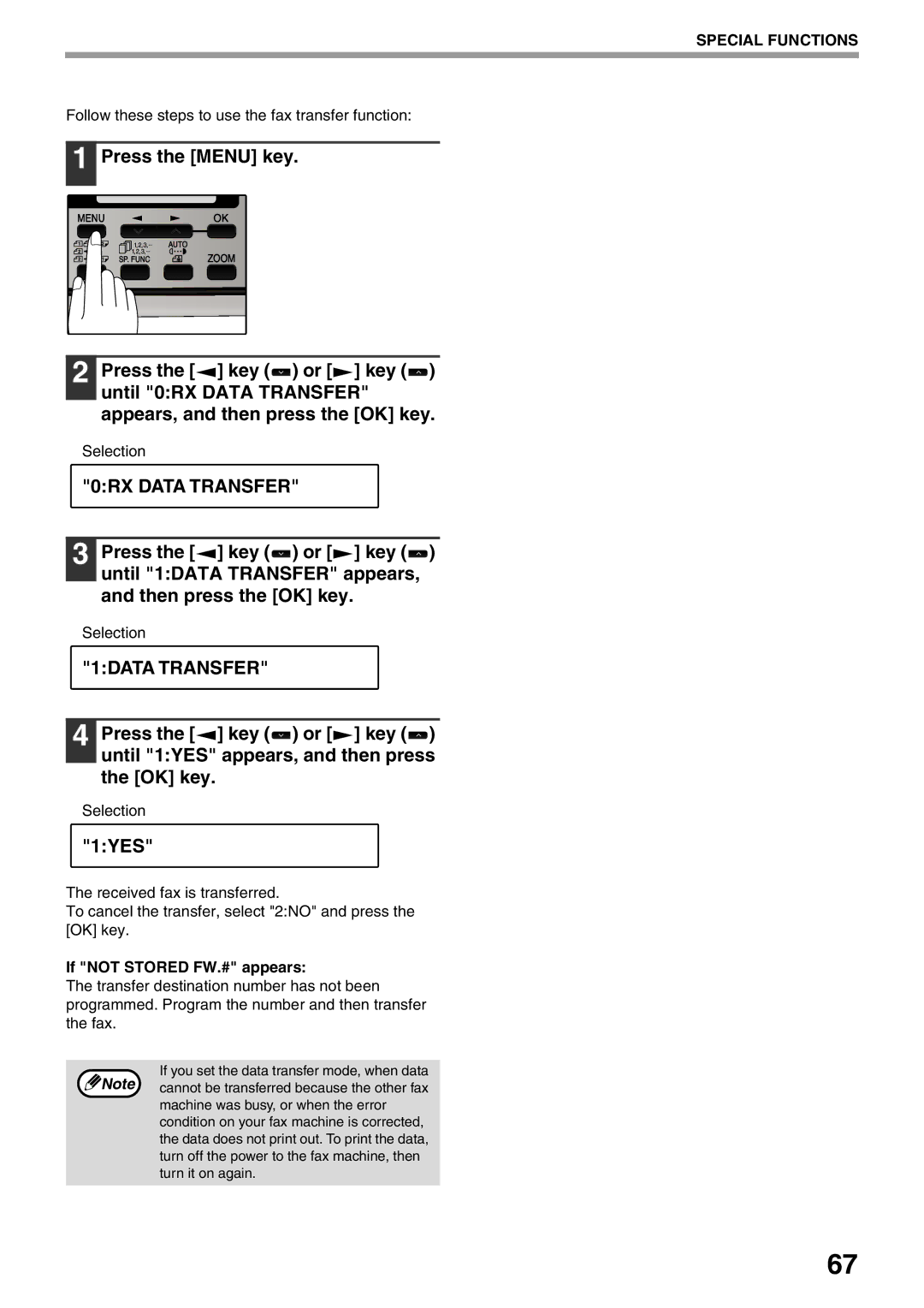 Sharp MX-FX12 manual 1DATA Transfer, 1YES 