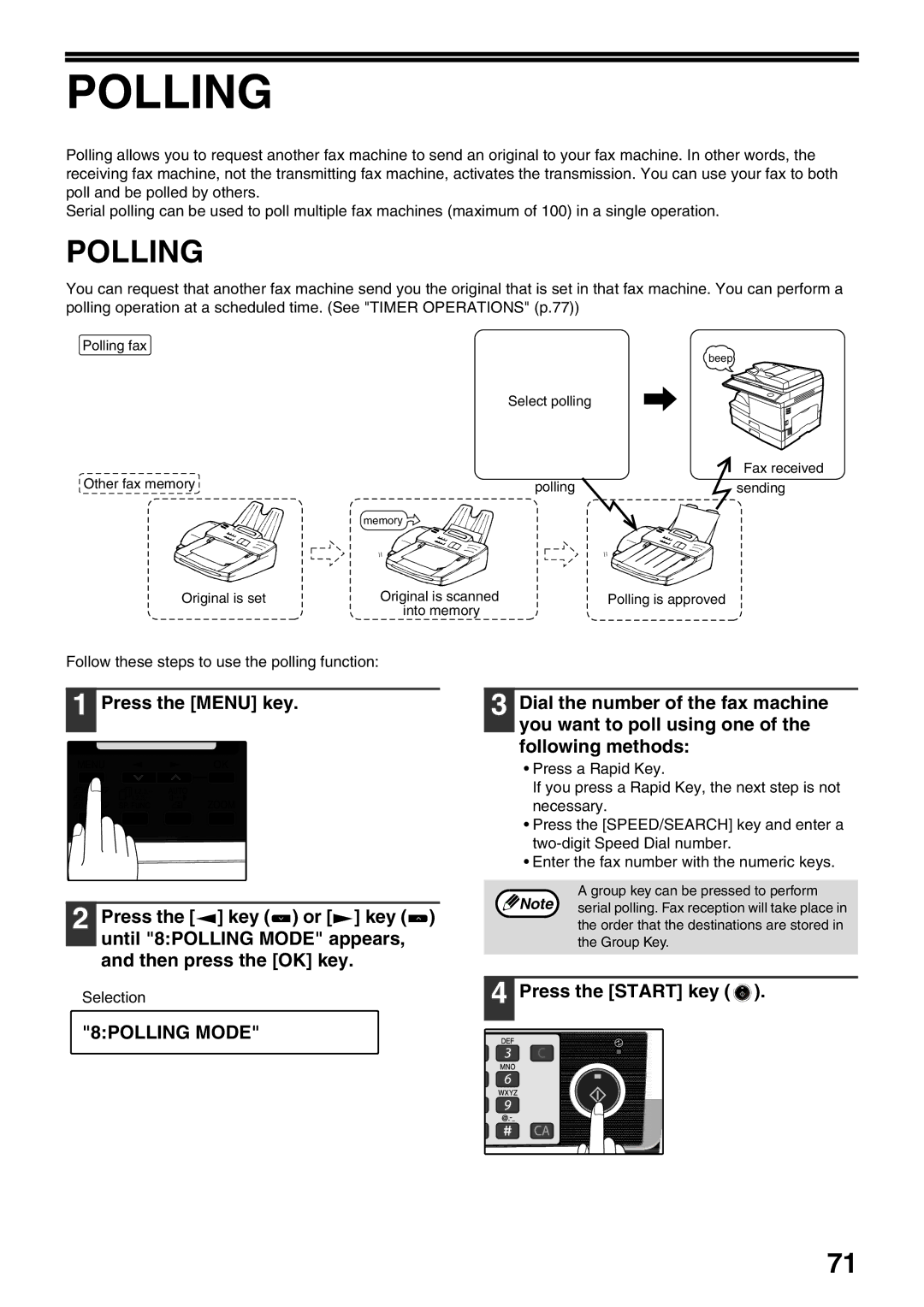 Sharp MX-FX12 manual Polling, 8POLLING Mode 