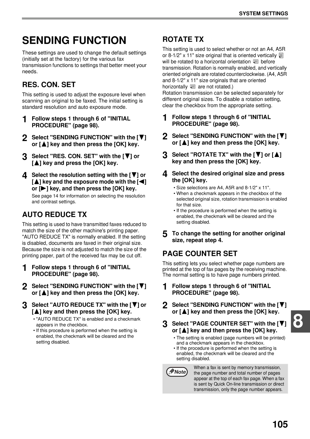 Sharp MX-FX13 appendix Sending Function, 105 