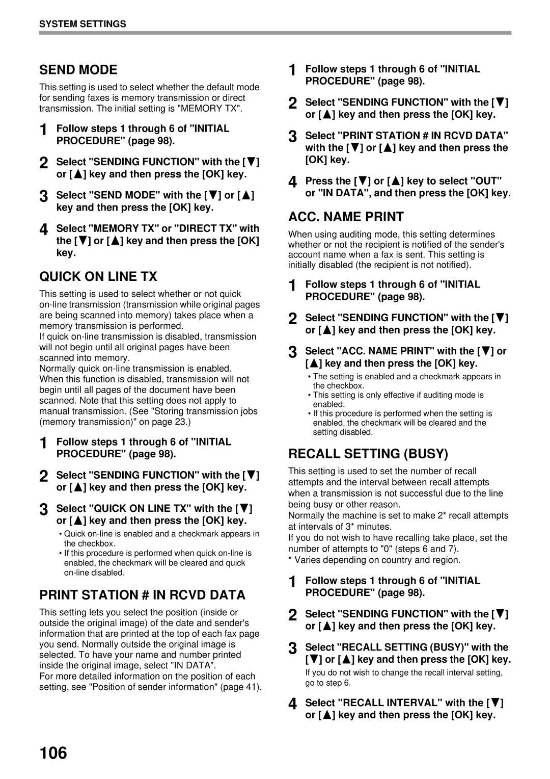 Sharp MX-FX13 appendix 106 