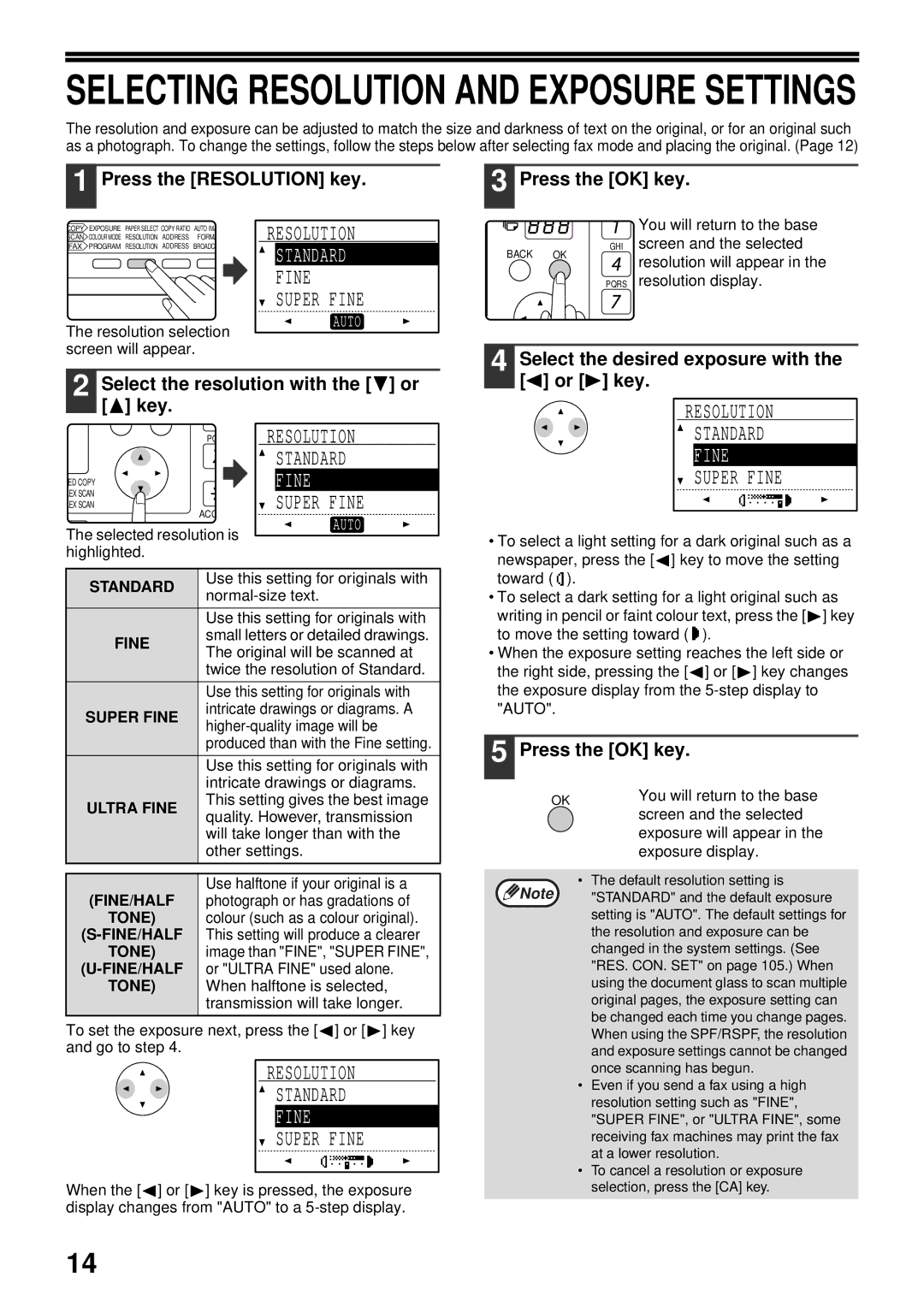 Sharp MX-FX13 appendix Resolution Standard, Super Fine 