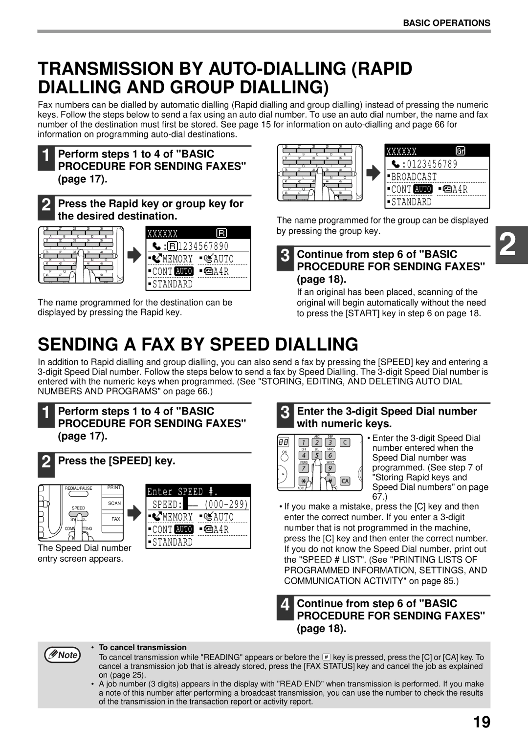 Sharp MX-FX13 appendix Sending a FAX by Speed Dialling, Memory 