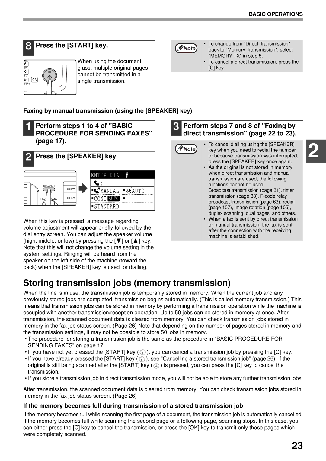 Sharp MX-FX13 appendix Storing transmission jobs memory transmission, Enter Dial # 