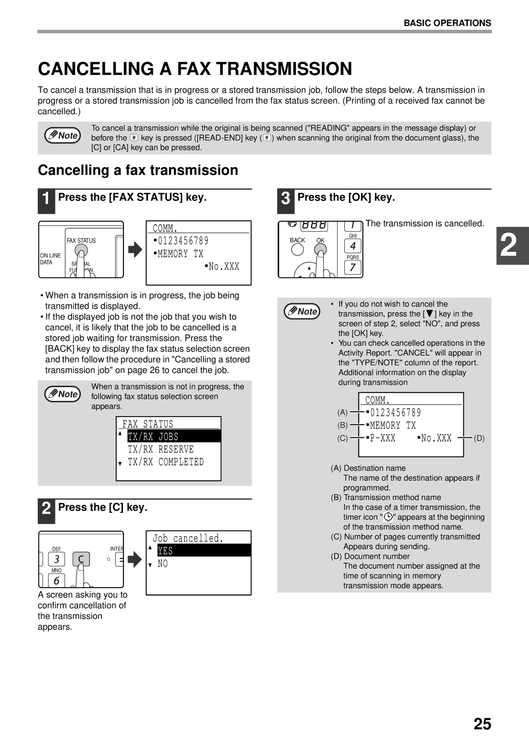 Sharp MX-FX13 appendix Cancelling a FAX Transmission, Cancelling a fax transmission, Jobs, Yes 