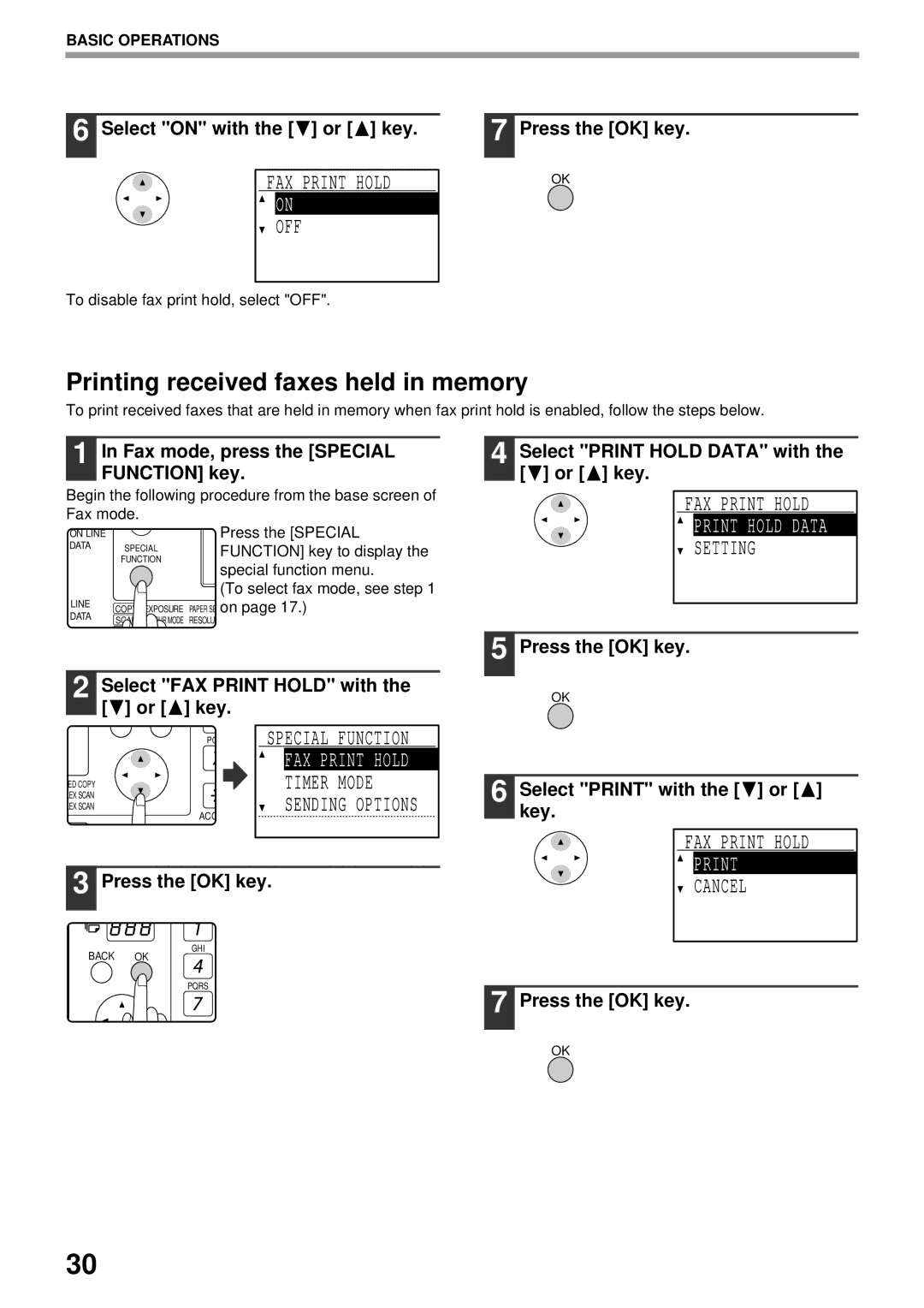 Sharp MX-FX13 appendix Printing received faxes held in memory, Print Hold Data 