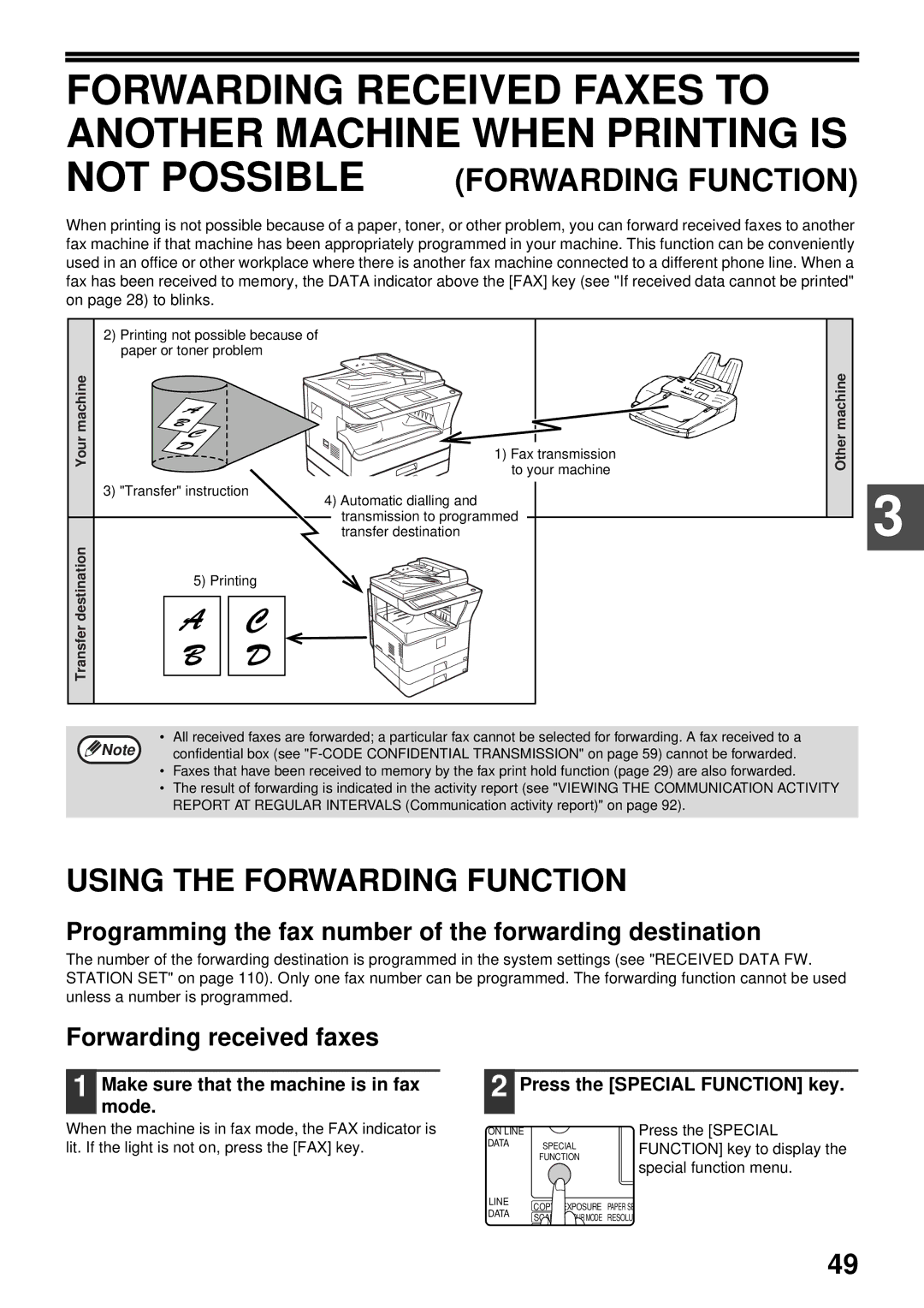 Sharp MX-FX13 Using the Forwarding Function, Programming the fax number of the forwarding destination, Your machine 