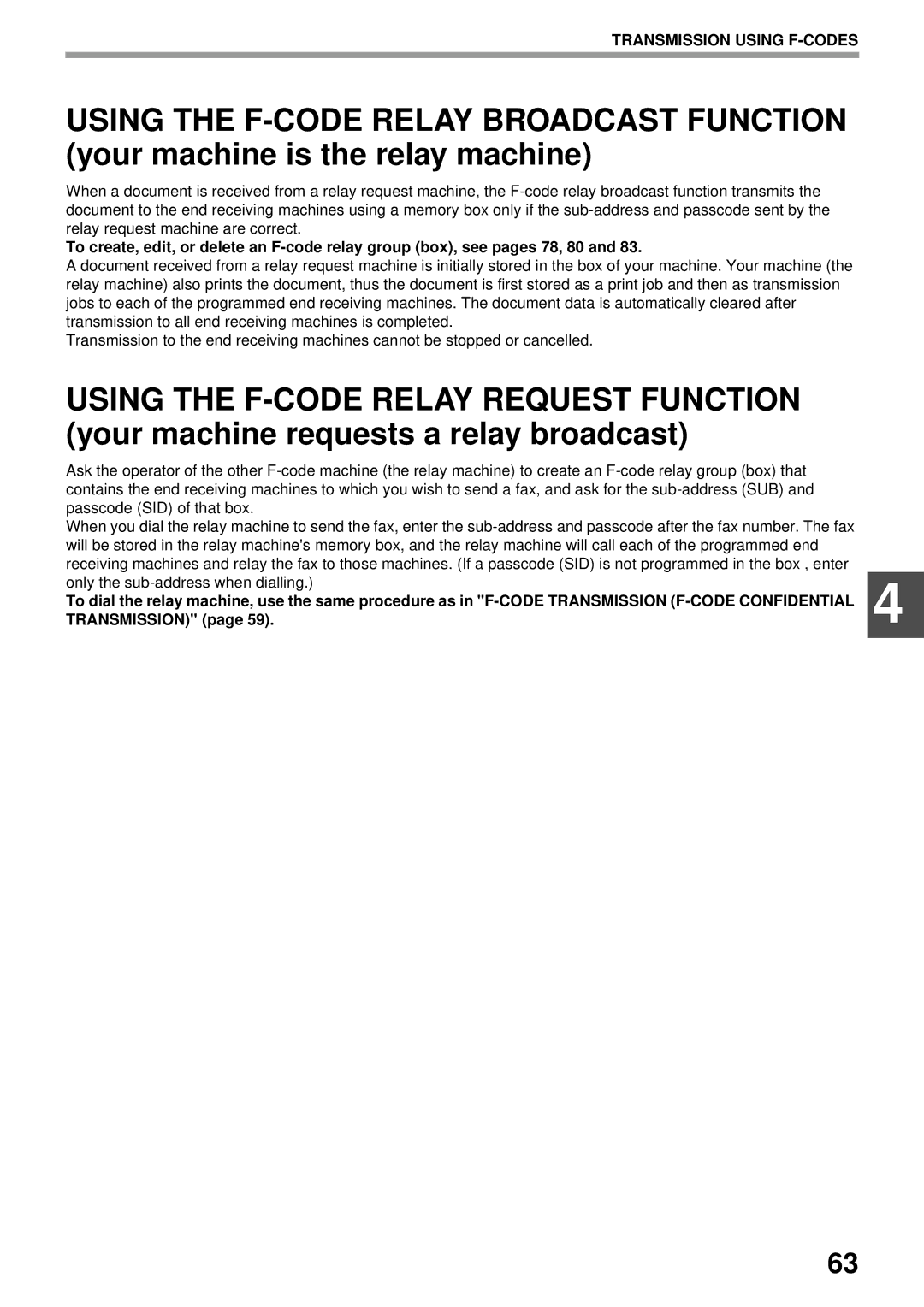 Sharp MX-FX13 appendix Transmission Using F-CODES 