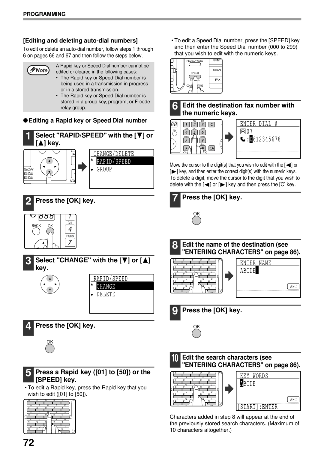 Sharp MX-FX13 appendix Group, Rapid/Speed, Change 