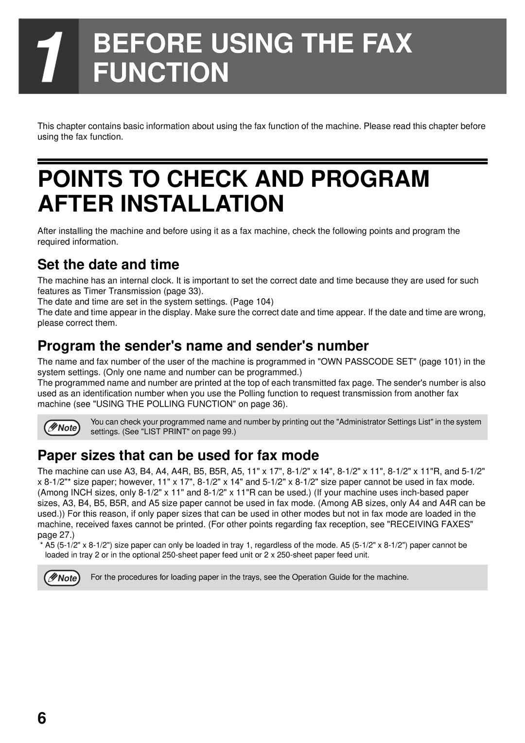 Sharp MX-FX13 appendix Points to Check and Program After Installation, Set the date and time 