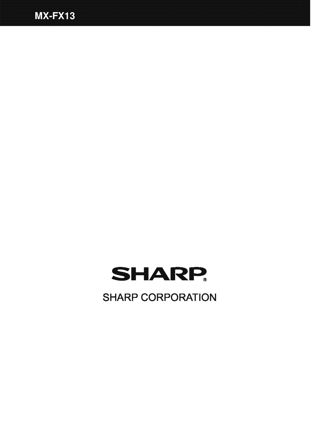 Sharp MX-FX13 appendix Shar~, Sharp Corporation 