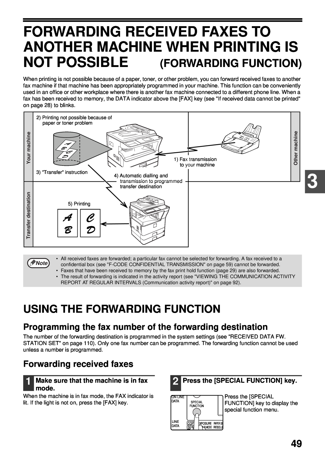 Sharp MX-FX13 appendix Using The Forwarding Function, Programming the fax number of the forwarding destination 
