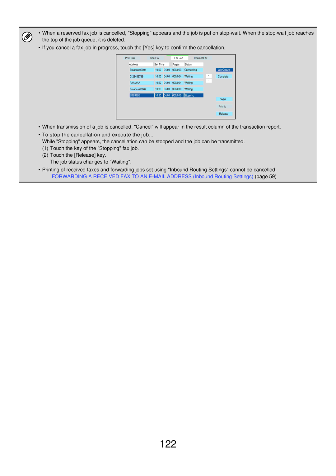 Sharp MX-FXX1 manual To stop the cancellation and execute the job 