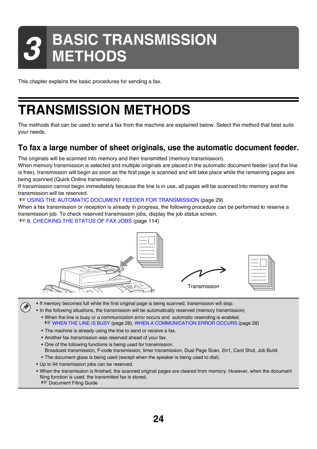 Sharp MX-FXX1 manual Basic Transmission Methods 