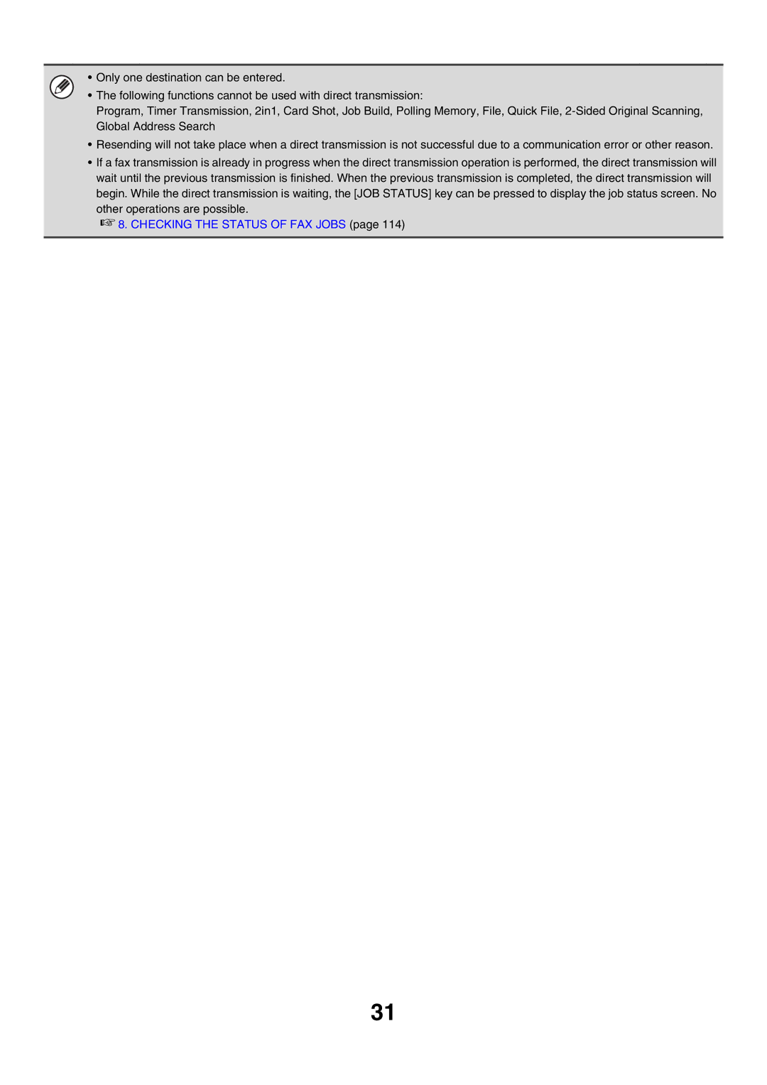 Sharp MX-FXX1 manual Checking the Status of FAX Jobs 