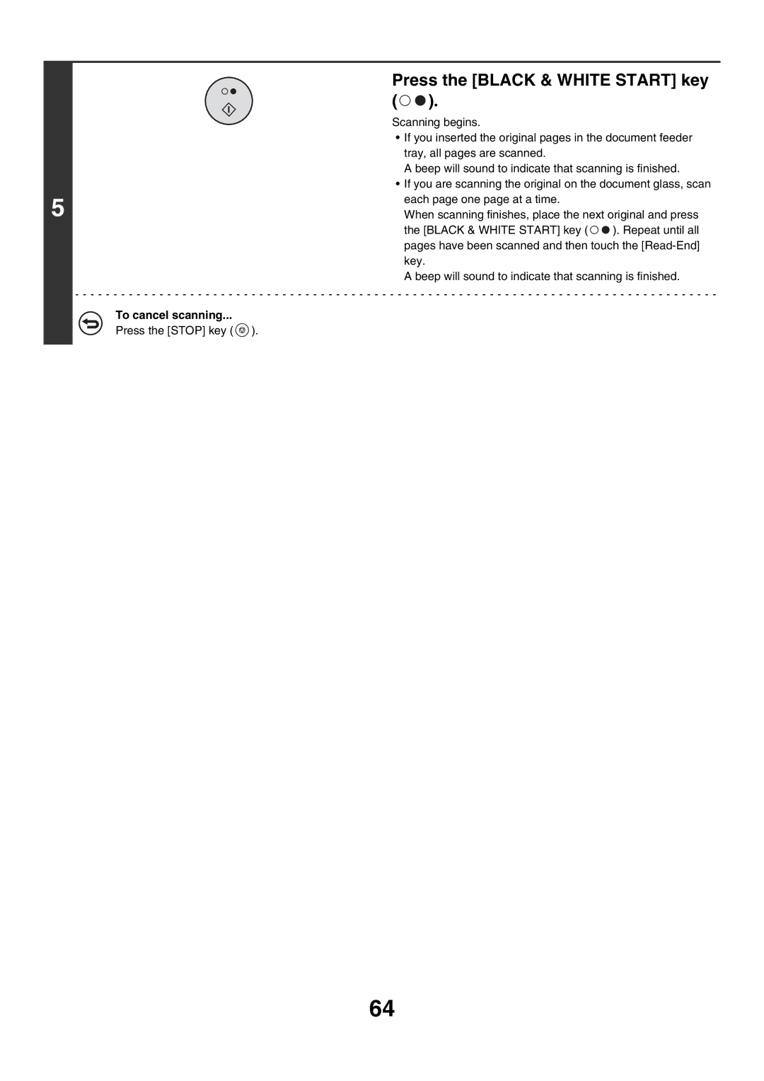 Sharp MX-FXX1 manual Press the Black & White Start key 