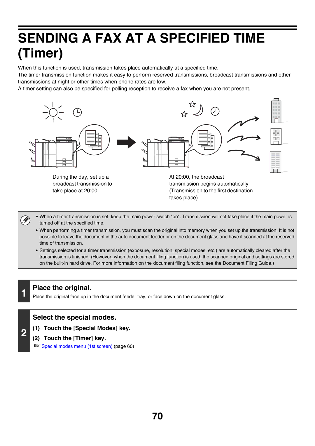 Sharp MX-FXX1 manual Sending a FAX AT a Specified Time Timer, Touch the Timer key 