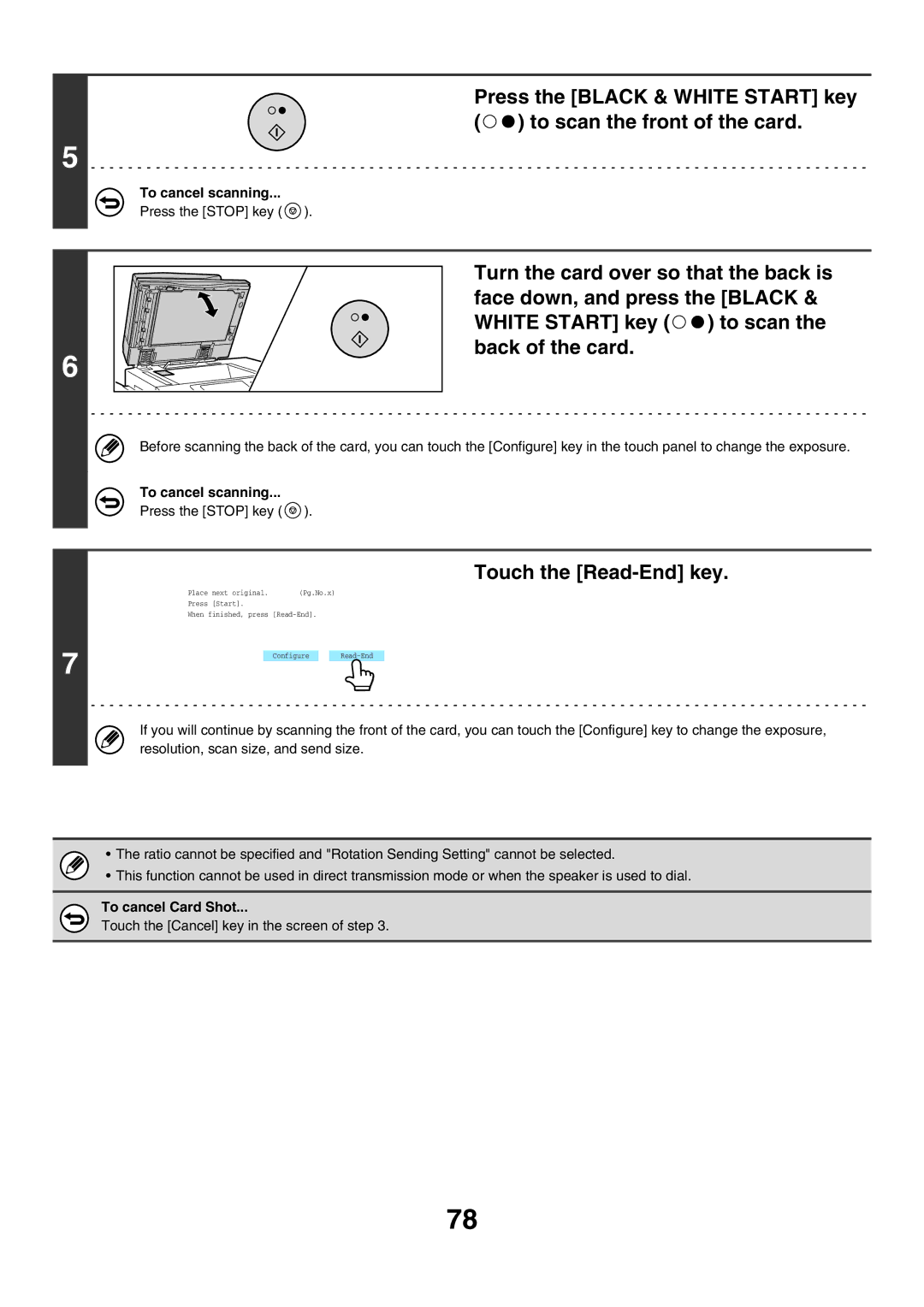 Sharp MX-FXX1 manual To cancel scanning, To cancel Card Shot 