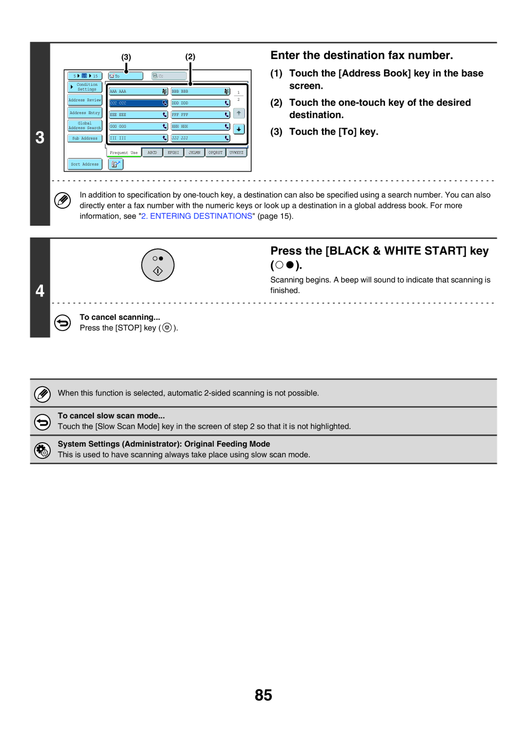 Sharp MX-FXX1 manual To cancel slow scan mode 