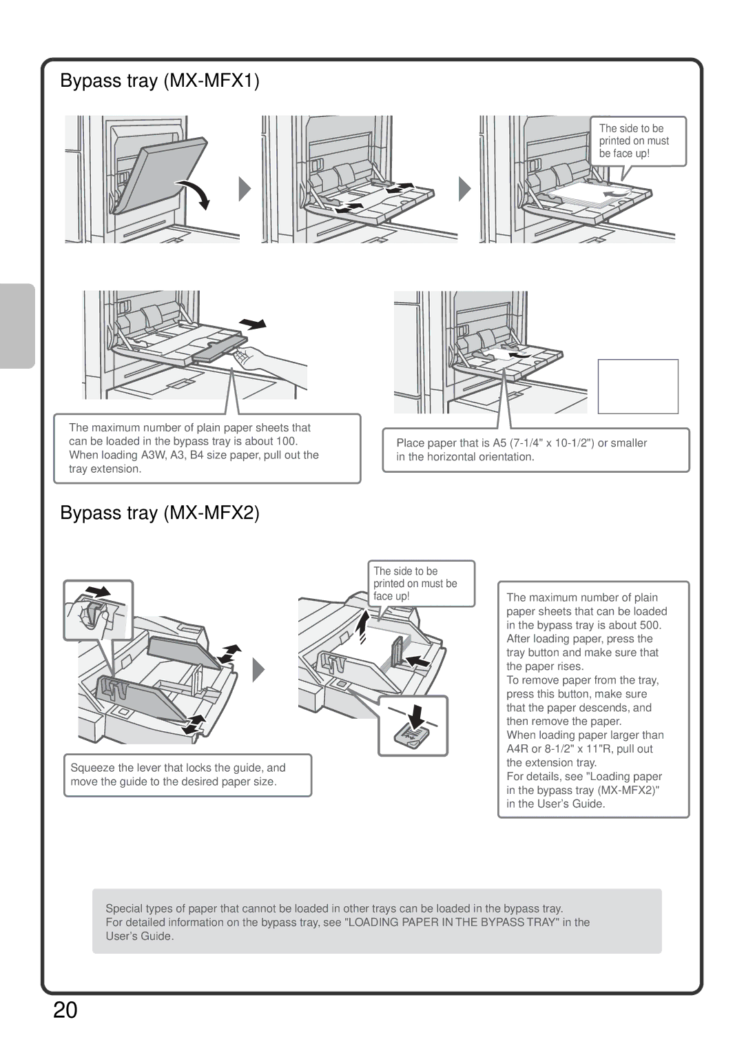 Sharp MX-M850, MX-M1100, MX-M950 quick start Bypass tray MX-MFX1 