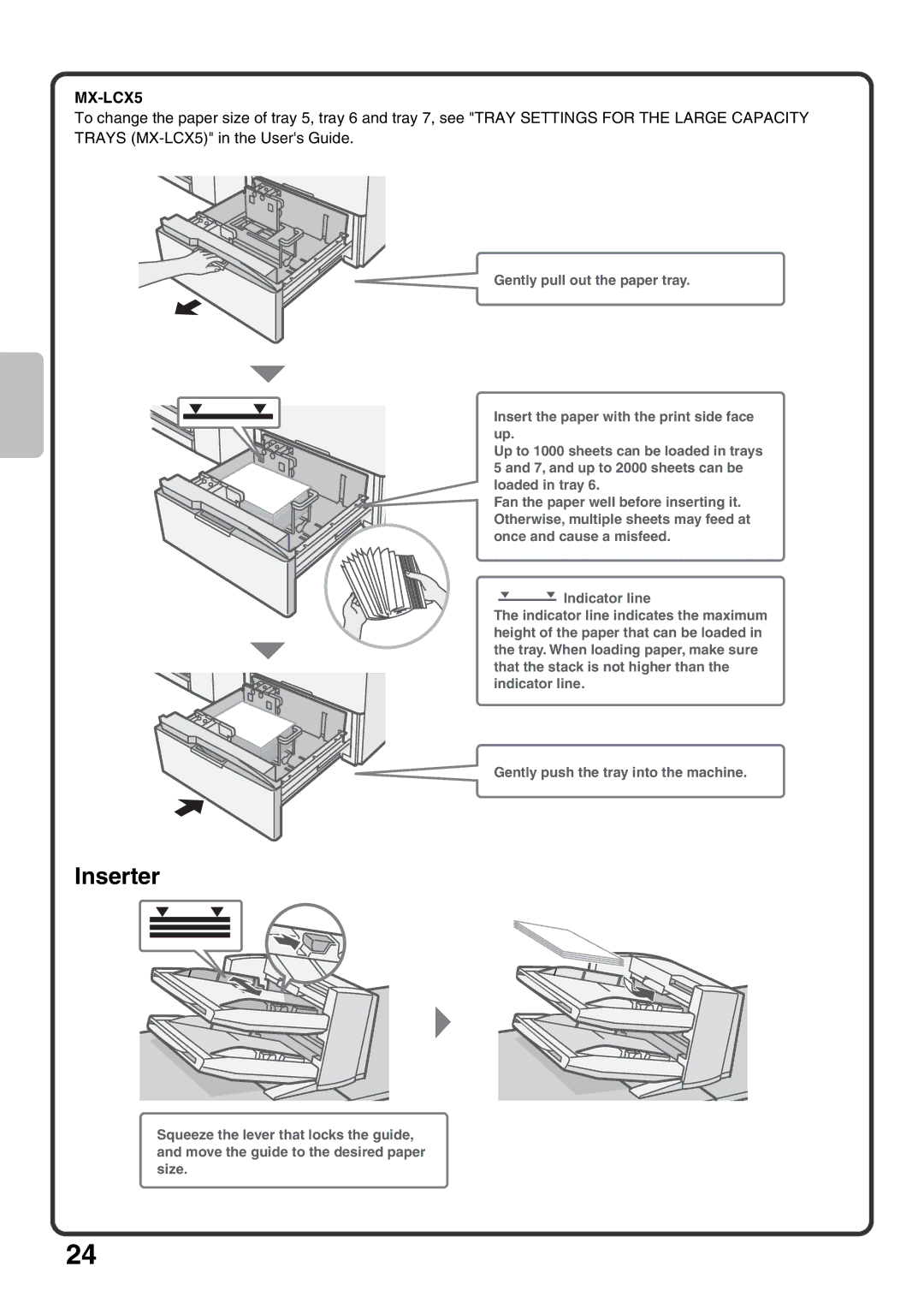 Sharp MX-M950, MX-M1100, MX-M850 quick start Inserter 