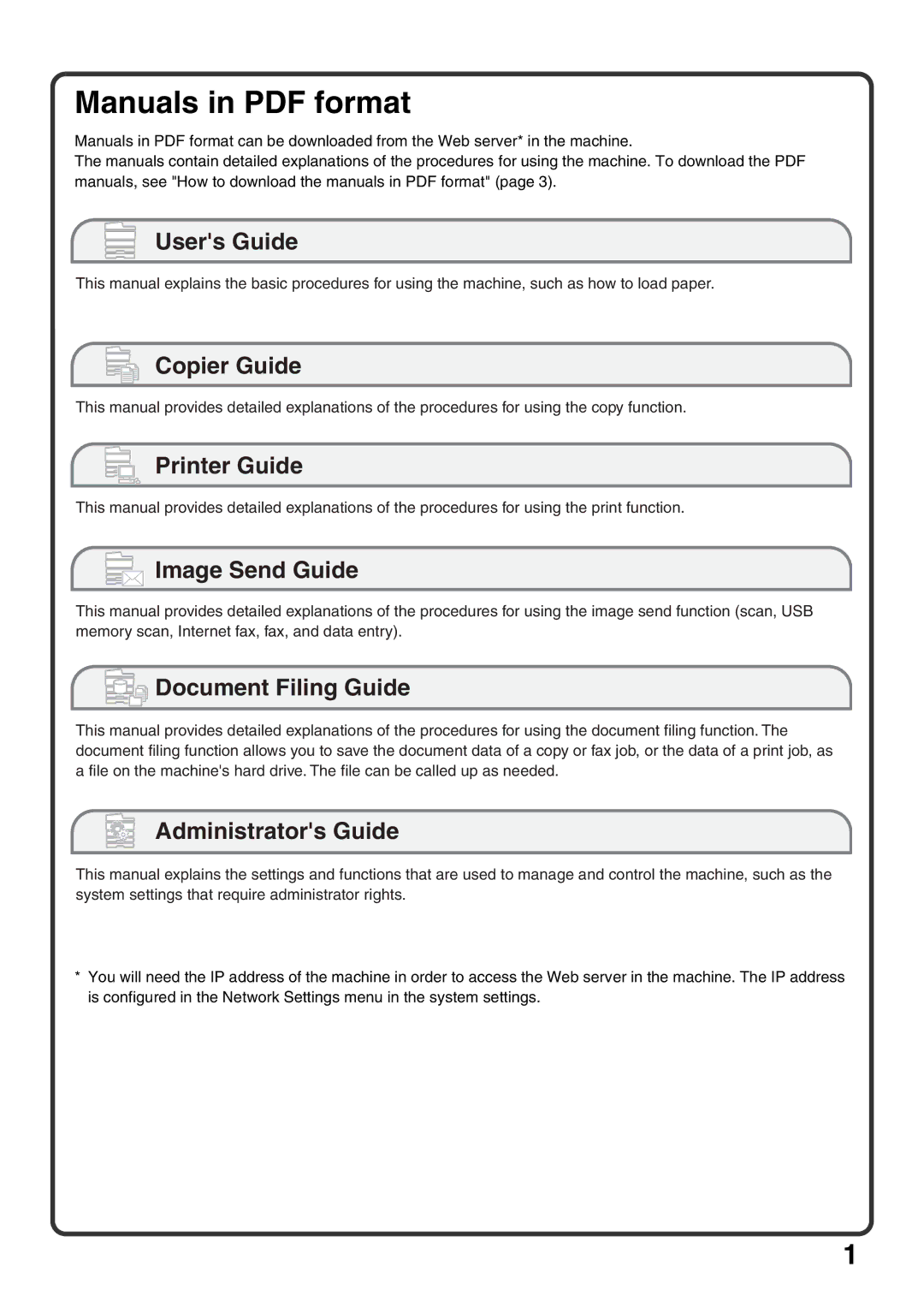 Sharp MX-M1100, MX-M850, MX-M950 quick start Copier Guide 