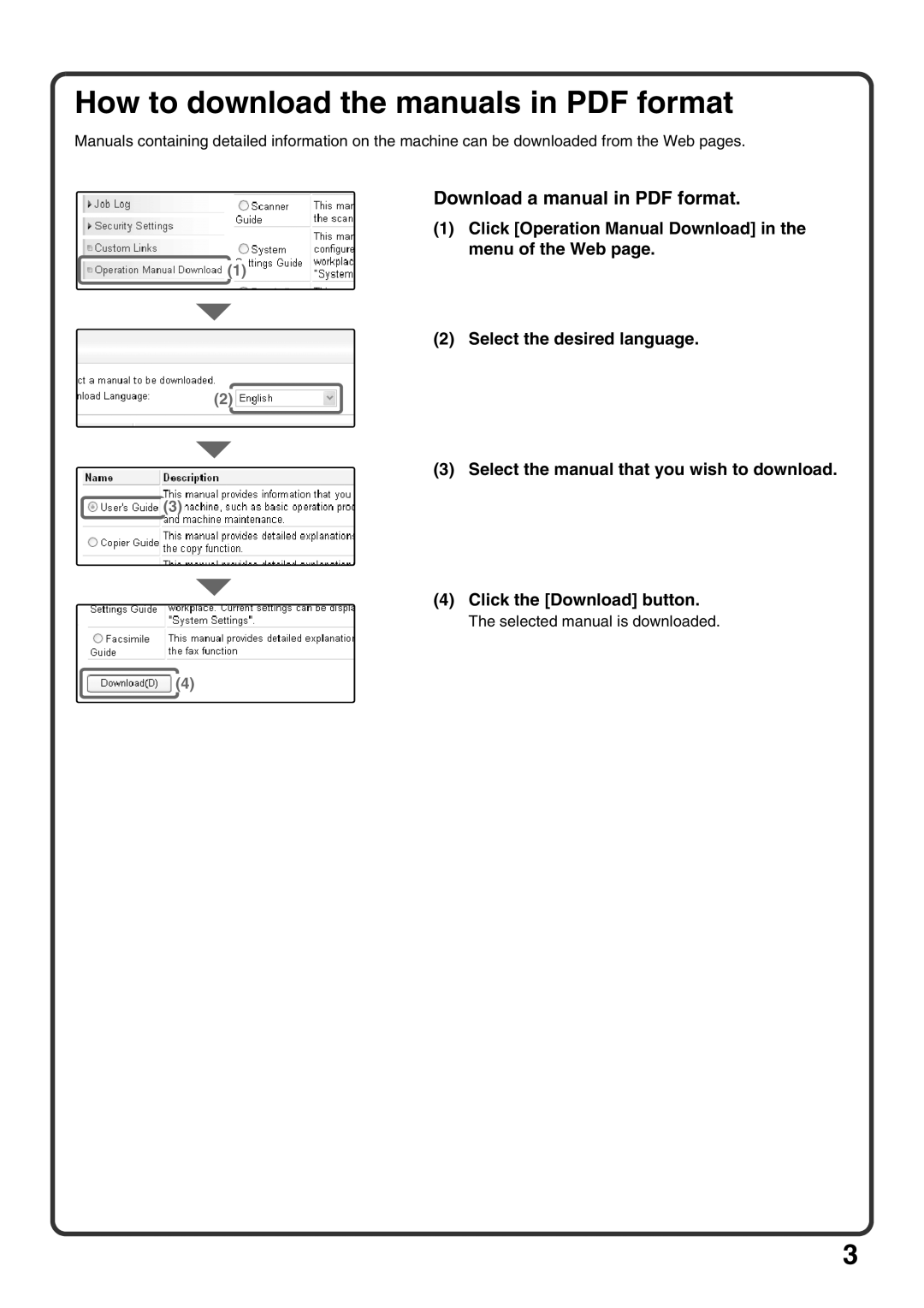 Sharp MX-M950, MX-M1100, MX-M850 quick start Selected manual is downloaded 