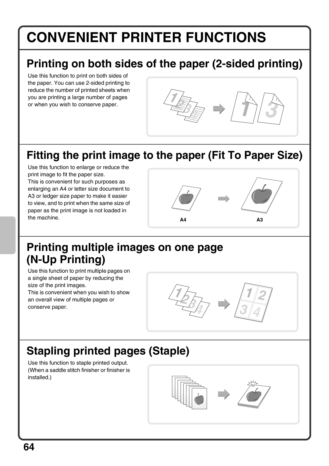 Sharp MX-M1100, MX-M850, MX-M950 Convenient Printer Functions, Printing on both sides of the paper 2-sided printing 