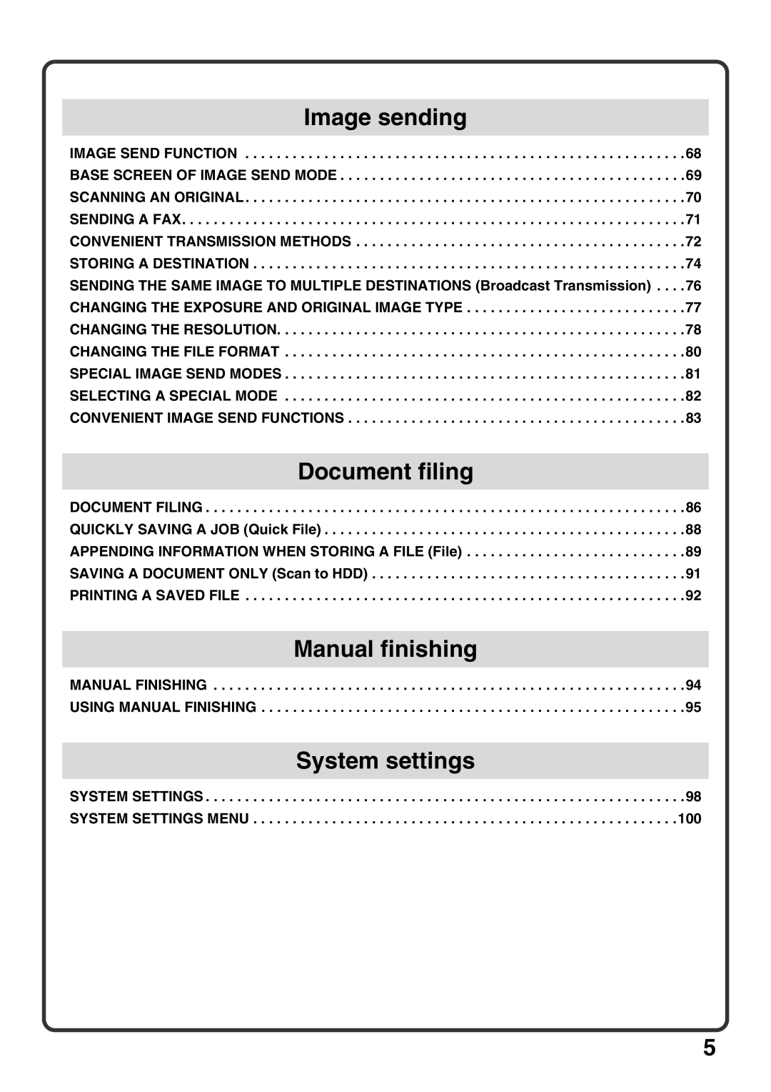 Sharp MX-M850, MX-M1100, MX-M950 quick start Image sending 