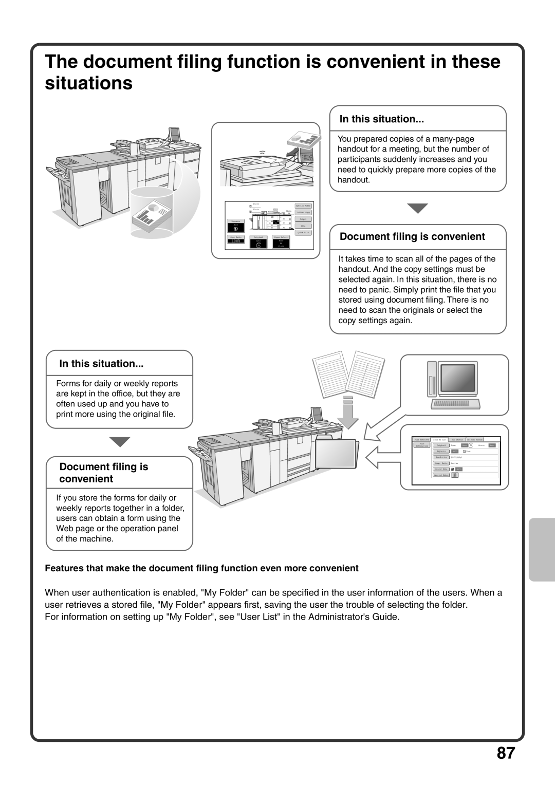 Sharp MX-M950 Document filing function is convenient in these situations, This situation, Document filing is convenient 