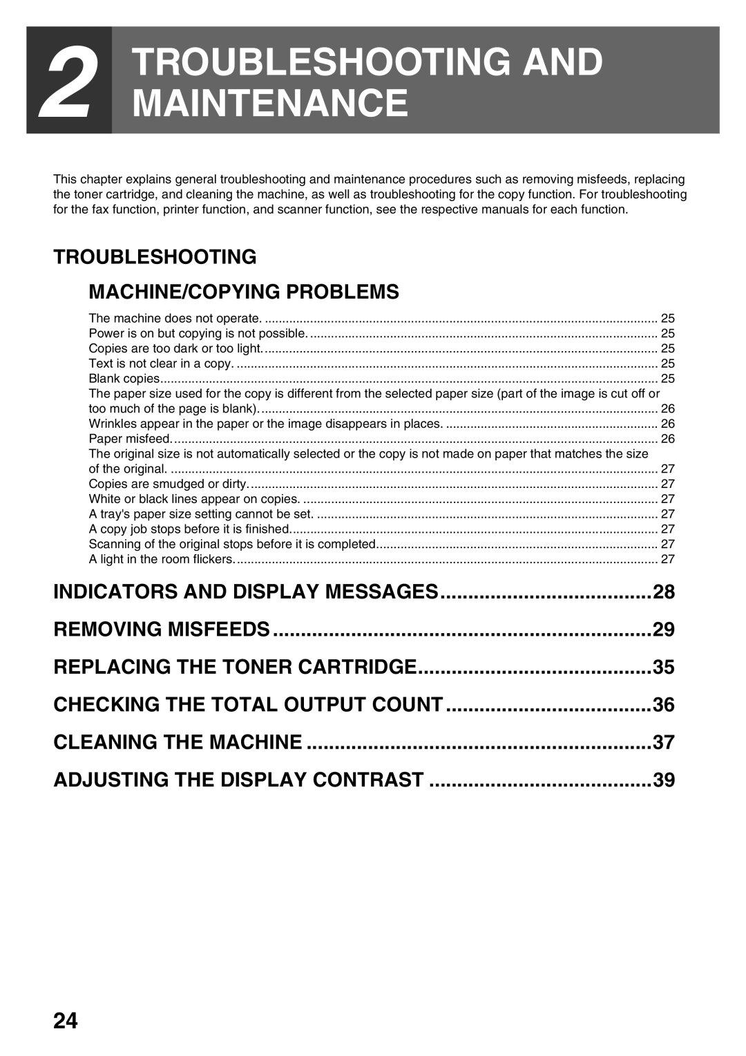 Sharp MX-M160D, MX-M200D operation manual Troubleshooting and Maintenance 