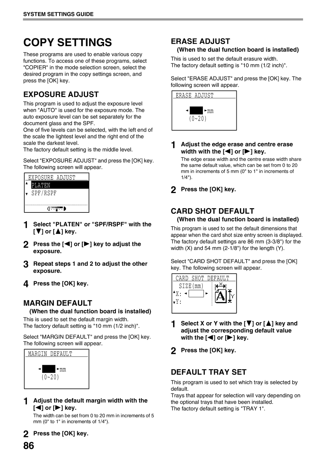 Sharp MX-M160D, MX-M200D operation manual Copy Settings 