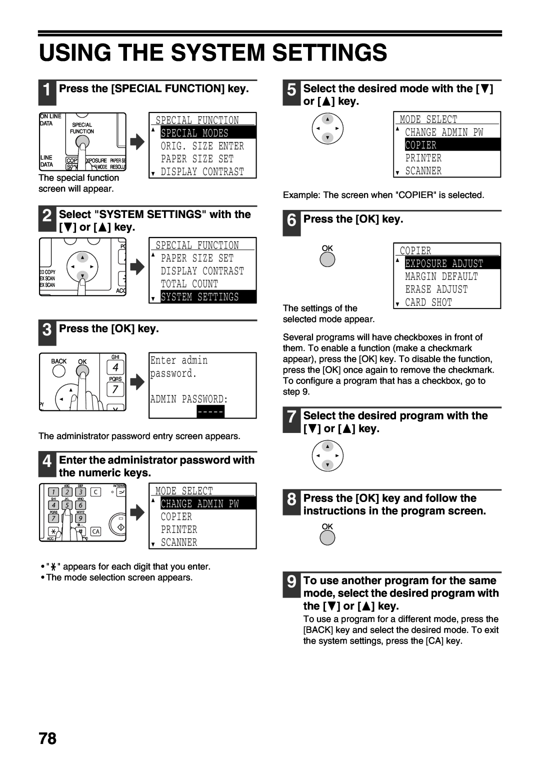 Sharp MX-M160D, MX-M200D operation manual Using The System Settings, Copier 