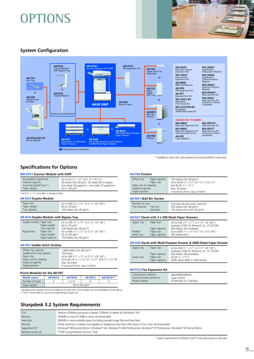 Sharp MX-M350-U manual Options 