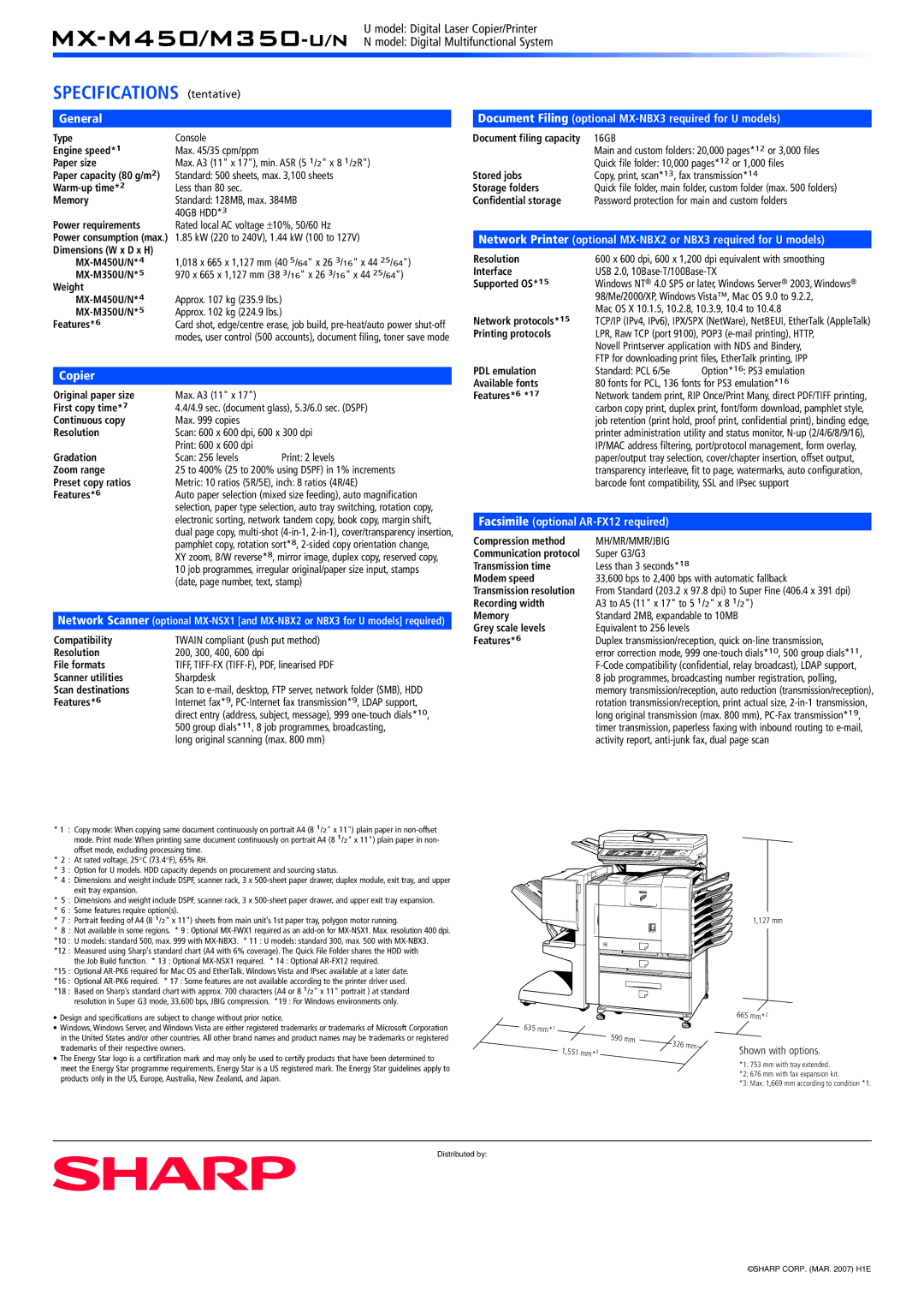 Sharp MX-M350-U manual General, Copier 