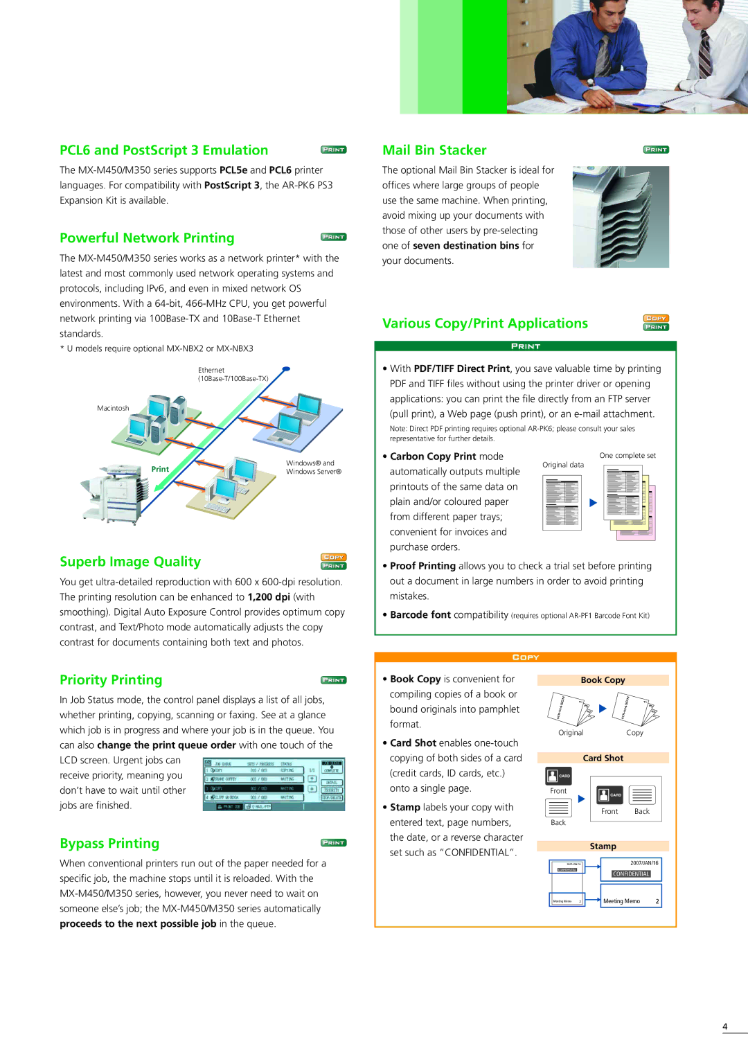 Sharp MX-M350-U manual Print, Copy 