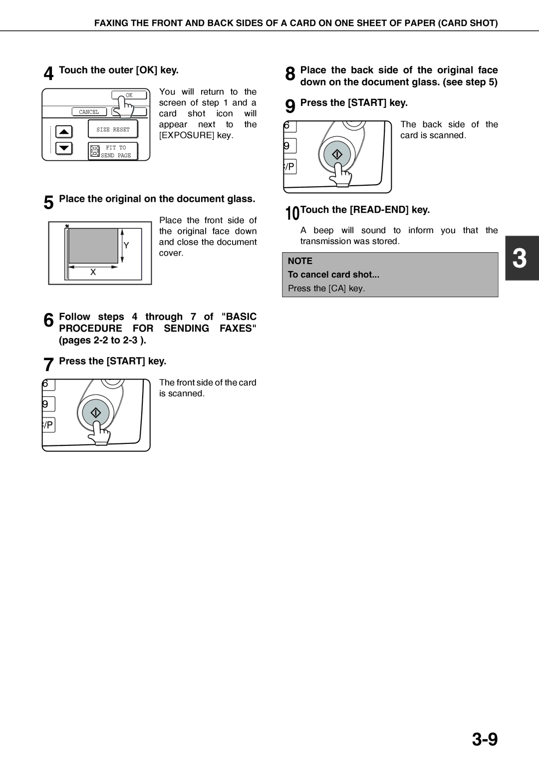 Sharp MX-M450N, MX-M350N, MX-M450U Place the original on the document glass, 10Touch the READ-END key, To cancel card shot 