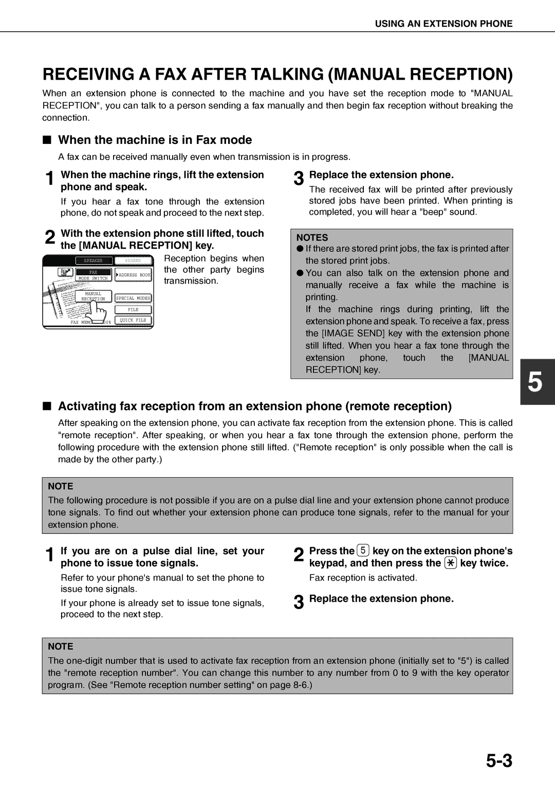 Sharp MX-M450N, MX-M350N, MX-M450U, MX-M350U Receiving a FAX After Talking Manual Reception, When the machine is in Fax mode 