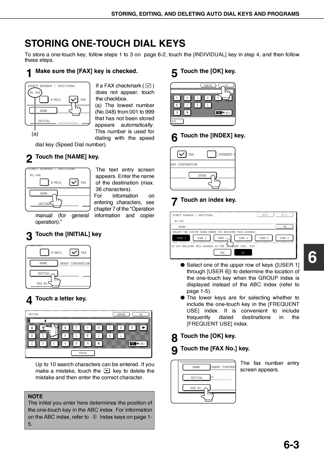 Sharp MX-M450N, MX-M350N, MX-M450U, MX-M350U operation manual Storing ONE-TOUCH Dial Keys 