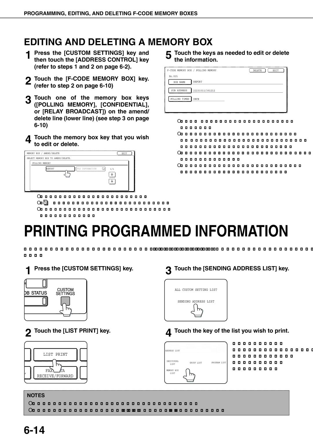 Sharp MX-M350N Editing and Deleting a Memory BOX, Touch the keys as needed to edit or delete the information, Cancel 