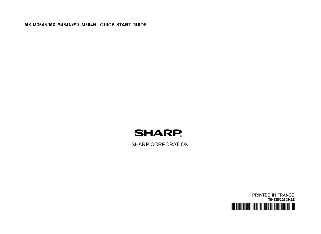 Sharp manual MX-M364N/MX-M464N/MX-M564N Quick Start Guide 