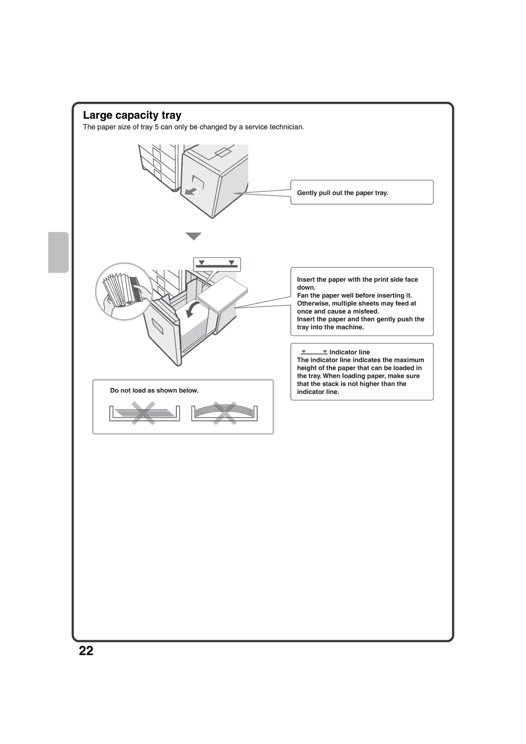 Sharp MX-M453N, MX-M363N, MX-M503N, MX-M283N quick start Large capacity tray 