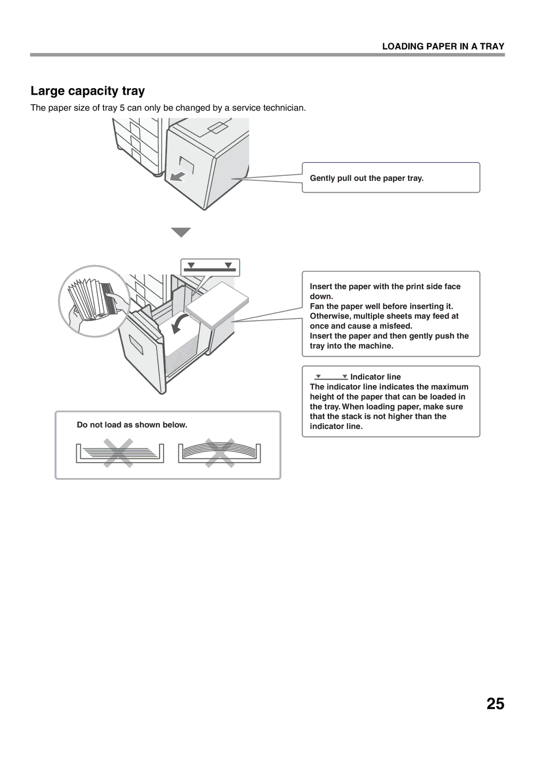 Sharp MX-M452N, MX-M502N, MX-M282N, MX-M362N manual Large capacity tray 