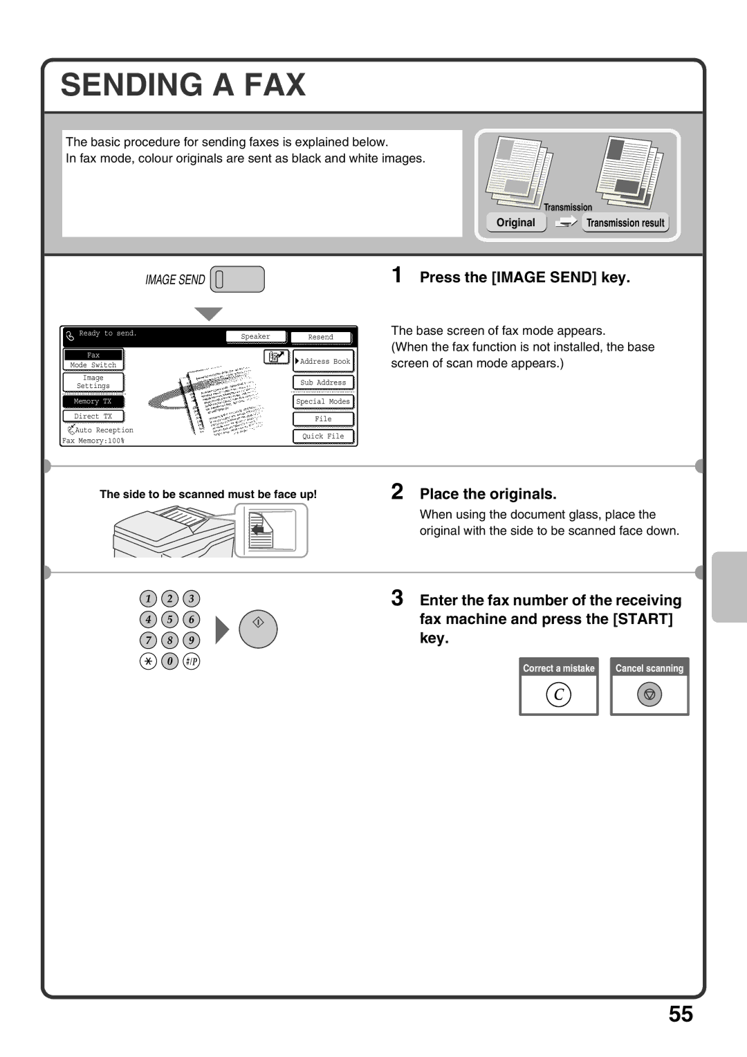 Sharp MX-M503U, MX-M453U, MX-M363U quick start Sending a FAX, Press the Image Send key 