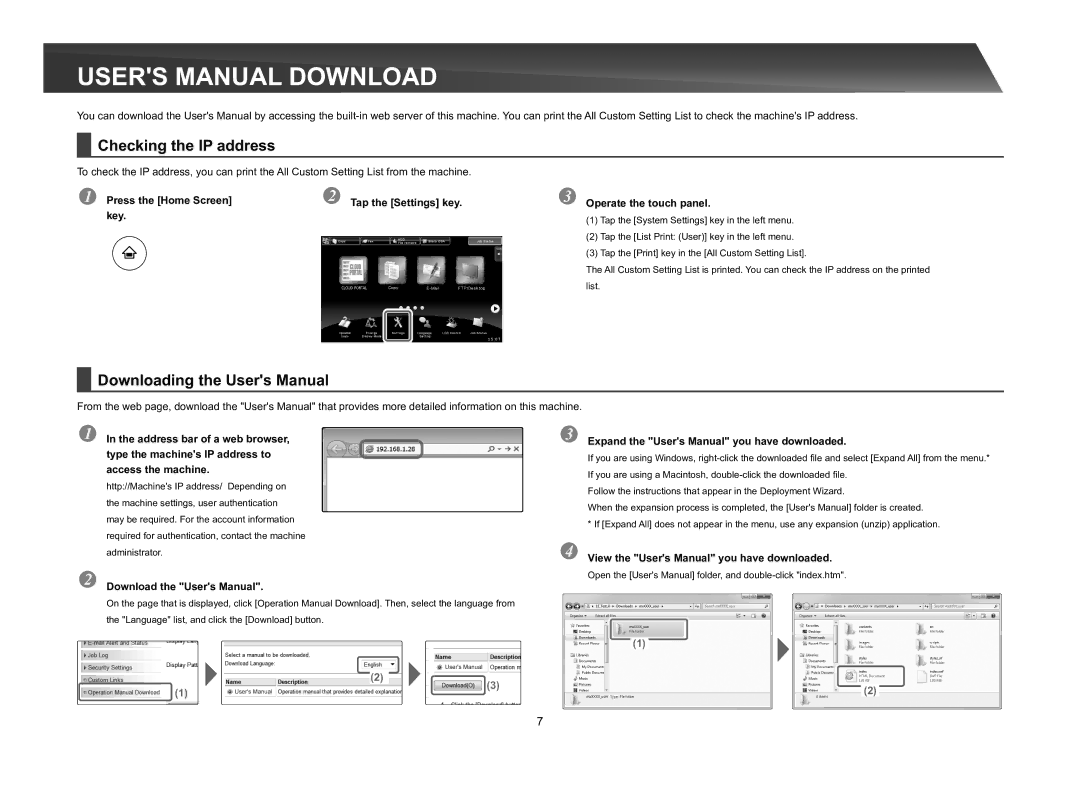 Sharp MX-M365N, MX-M565N, MX-M465N quick start Checking the IP address 