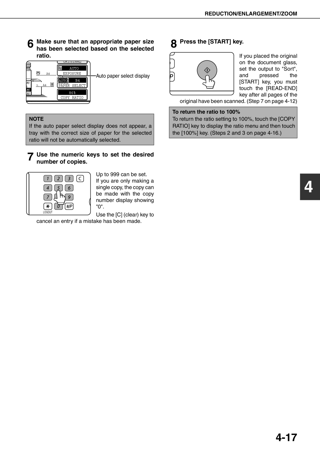 Sharp MX-M700U, MX-M700N, MX-M550U, MX-M620N, MX-M550N, MX-M620U specifications To return the ratio to 100% 