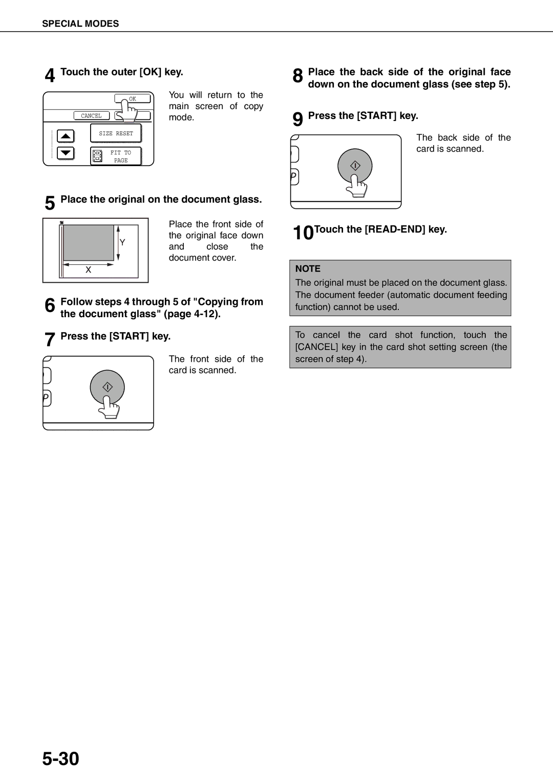 Sharp MX-M700N, MX-M550U Touch the outer OK key, Place the original on the document glass, 10Touch the READ-END key 