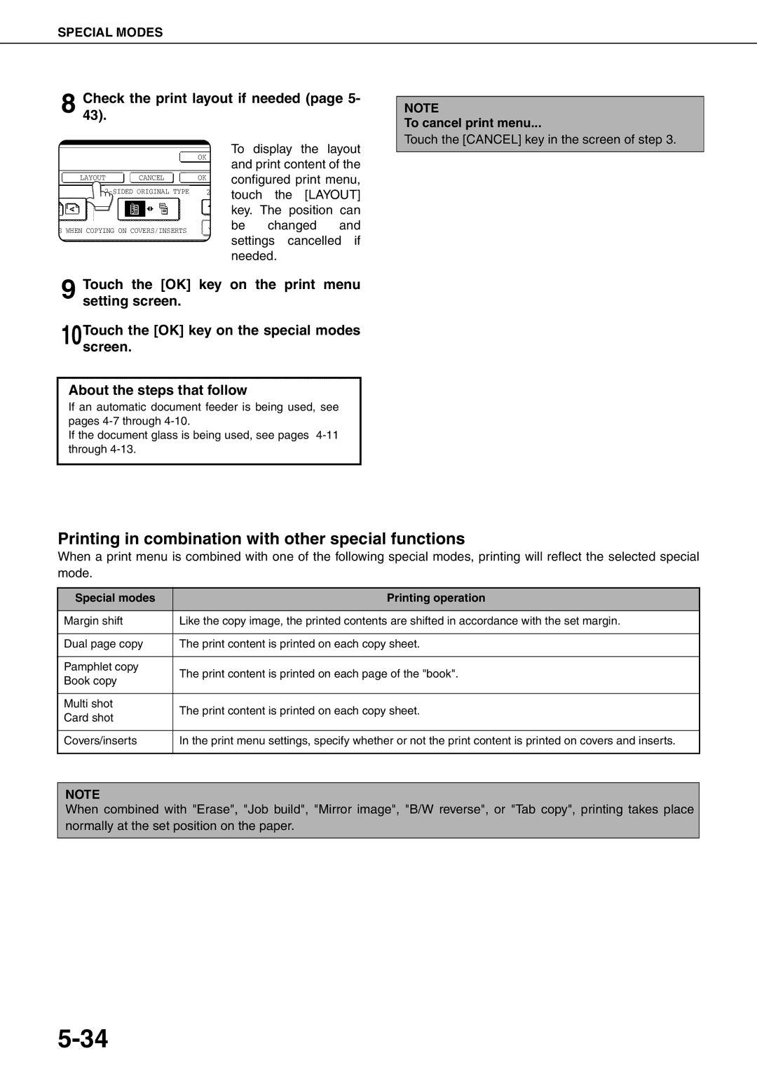 Sharp MX-M550N, MX-M700N Printing in combination with other special functions, Check the print layout if needed page 5 