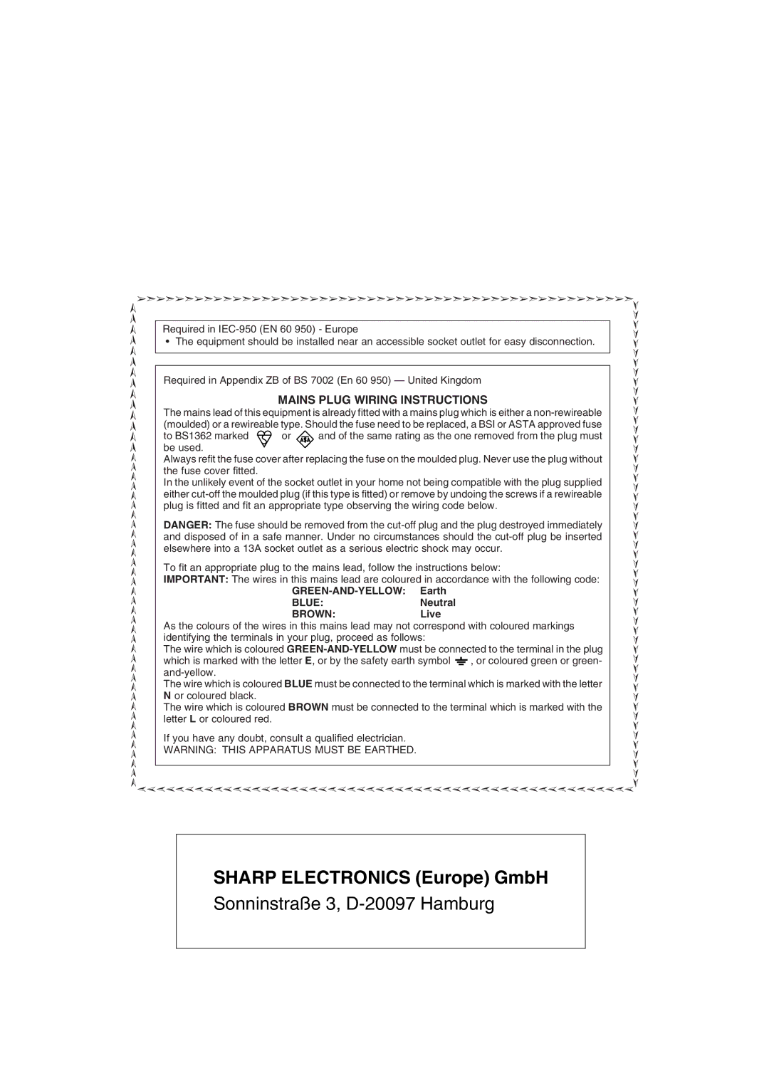 Sharp MX-M550U, MX-M700N, MX-M620N, MX-M700U, MX-M550N, MX-M620U specifications Sharp Electronics Europe GmbH 